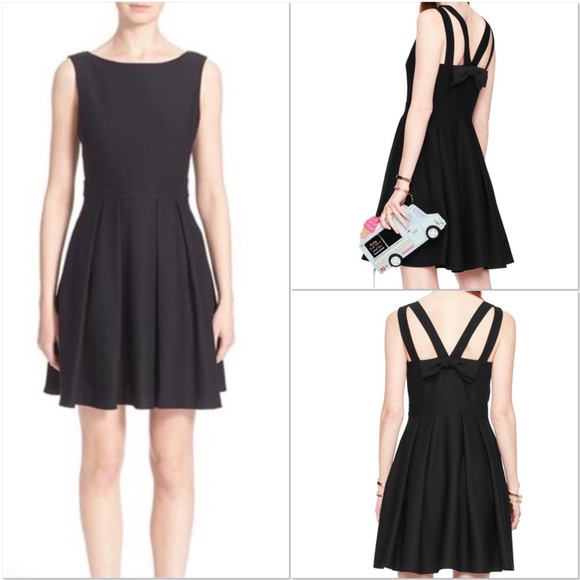 Kate Spade crepe bow back formal cocktail dress black 00 - Picture 1 of 11